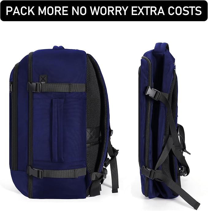 ECOHUB 35L TSA Friendly Travel Laptop Backpack for Men and Women, Large Carry-On Business Backpack with 17.3 In Laptop Compartment, Water Resistant, Anti-Theft Pocket, Multiple Pockets, Blue - Image 6