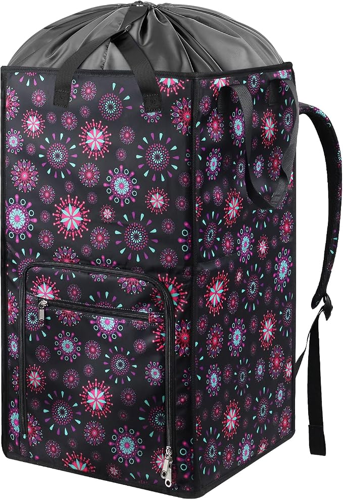 Bukere Laundry Backpack Bag for Women Girls, Extra Large Laundry Basket Hamper for College Dorm Room Essentials, Adjustable Shoulder Straps, Collapsible Freestanding Laundry Bag for Gym, Yacht by Bukere