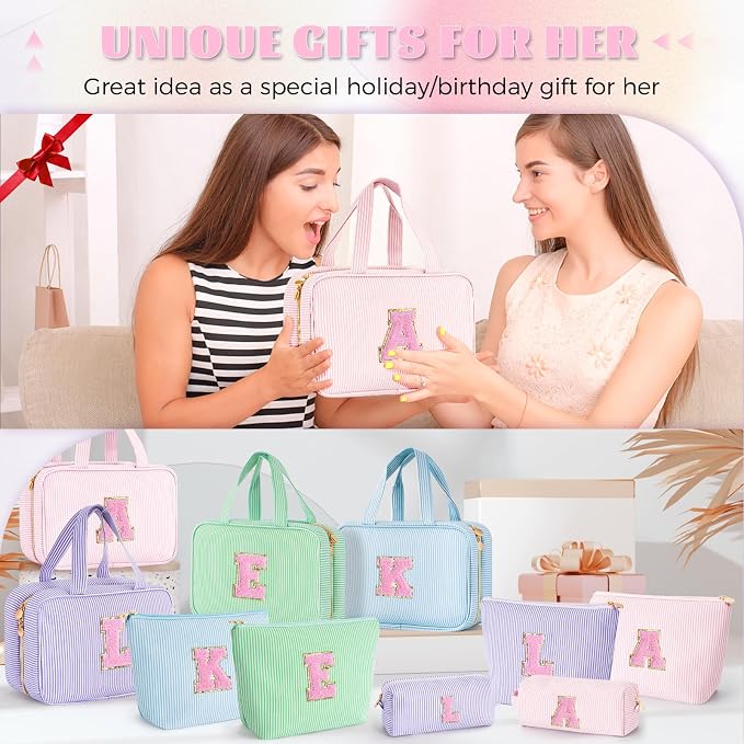Gifts for Teen Girls Women - Travel Hanging Toiletry Bag & Makeup Bag - Personalized Initial Cosmetic Bag | Birthday Gift for Girl Trendy Stuff - Pink D - Image 7