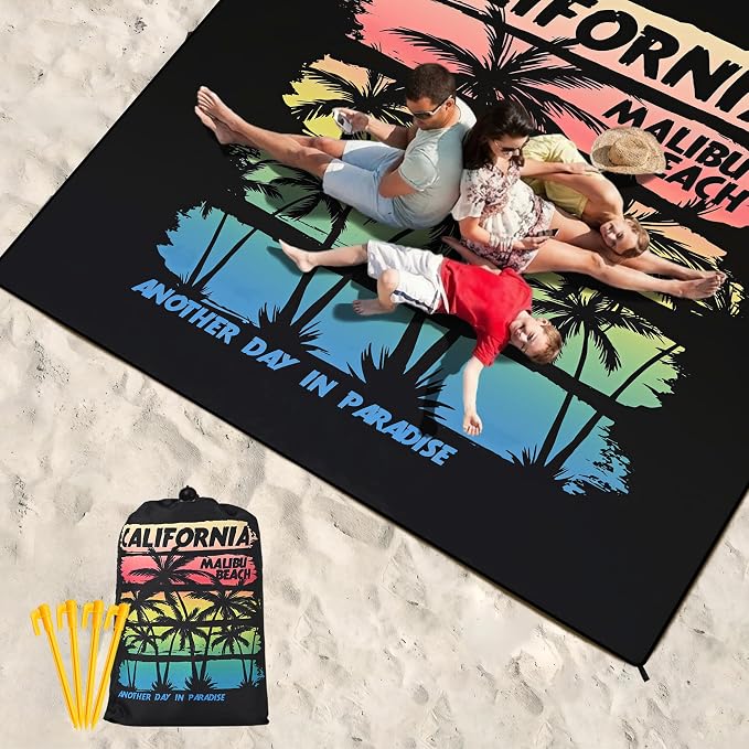 HIHOHO Beach Blanket Waterproof Sandproof Extra Large Beach Mat 79" X 83"/120"x108"for 1-8 Adults Quick Drying Durable Outdoor Picnic Mat for Beach Travel Camping Hiking - Image 6