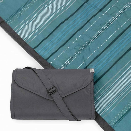 Little Unicorn 5'x7' Outdoor Family Picnic & Beach Blanket | Durable & Water-Resistant Fabric | Compact Fold & Easily Wipes Clean | Zipper Pocket (Shoreline Stripe) by LittleUnicorn
