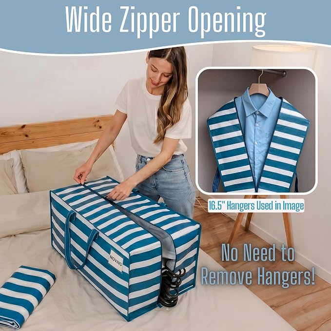 VENO 6 Pack Heavy Duty Moving Bags with Backpack Straps, Zippers & Handles, Extra Large Packing Bags for College Dorm Essentials, Moving Supplies Alternative to Cardboard Moving Boxes - Image 5