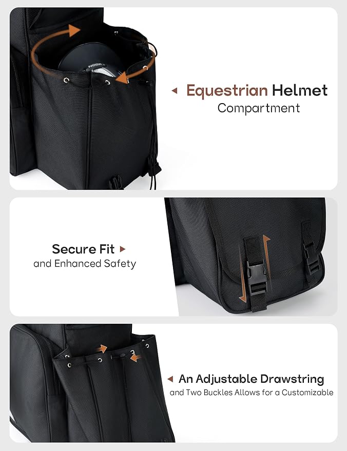 FitsT4 Sports Equestrian Boot Bag Comfort Grip Multi-Functional Horse Riding Gear Pack for Helmet Horsewhip Padded Divider Equipment - Image 3