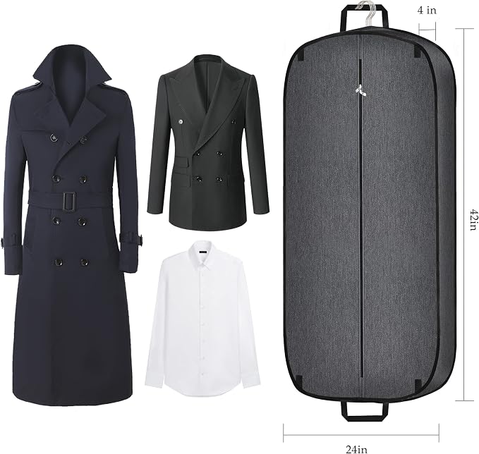 Limoomil Heavy Duty Waterproof Garment Bag for Travel, Tear Resistance Suit Bag for Men Travel for Suits, Tuxedos, Coats, Uniform. 42 inch - Image 6