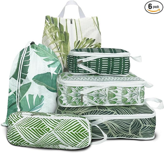 6 Pcs Compression Packing Cubes, Packing Cubes for Travel, Waterproof Luggage Organizer Bags Set, Cute Packaging Cubes for Women Kids Backpack Carry-Ons by Xmzsdz