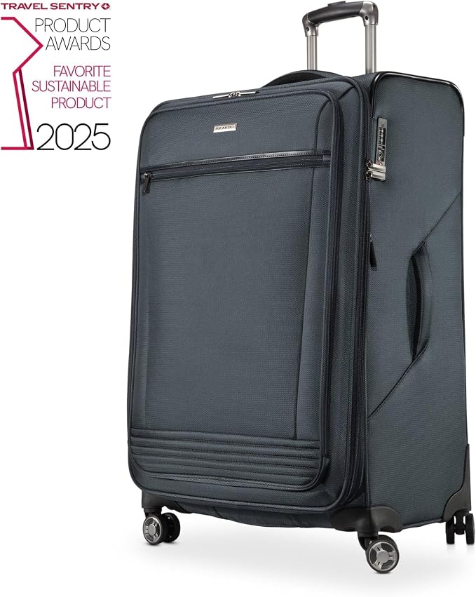 Ricardo Beverly Hills Avalon Softside 2-Piece Luggage Set Made with Sustainable 100% Recycled PET (rPET), Lightweight, Eco-Friendly Travel, Expandable, Dual Spinner Wheels, Storm Blue, (20" & 28") - Image 2