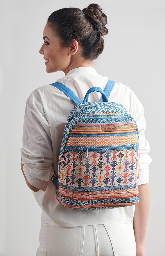 Maison d' Hermine Backpack for Women Men Cotton Shoulder Multipurpose Rucksack with Small Pouch Lightweight Multi Pocket Bag for Travel Work Beach Perfect for Spring Summer (Ikat - Iktan) - Image 7