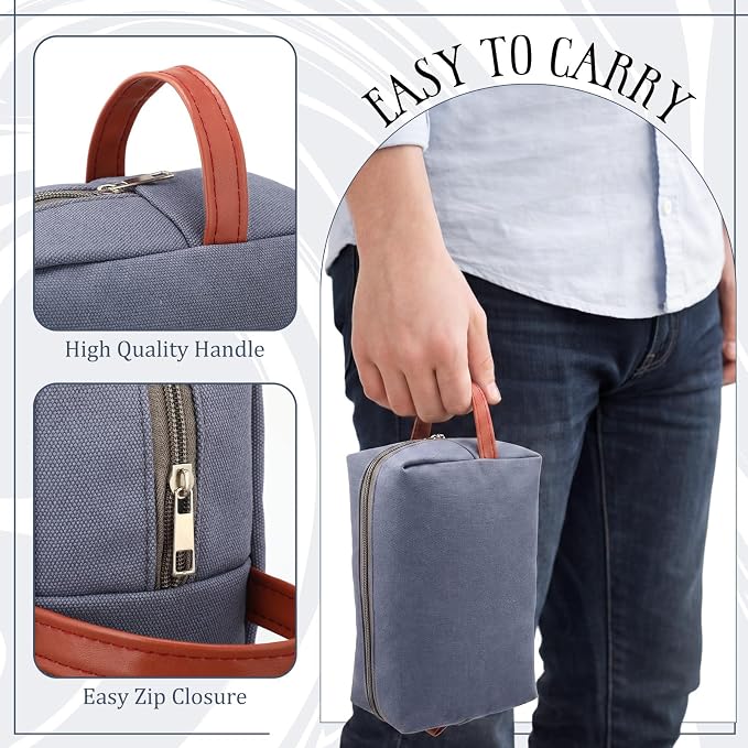 Hillban 8 Pcs Travel Toiletry Bags for Men Hanging Toiletry Bags Water Resistant Canvas Shaving Bag with Large Capacity Travel Accessories Bag for Women Men, Bathroom Shaving Kit Case(Grey) - Image 4