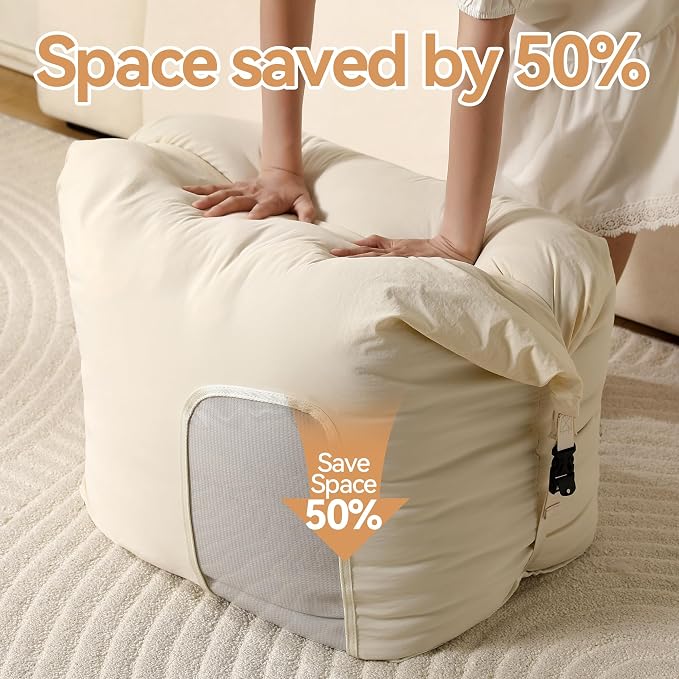 2-Pack Roll Top Comforter Storage Bag,Blanket Storage Bags | Taslon Fabric, Machine Washable, Moisture/Dust/Tear-Resistant. Self-Compression.Clear Window. for Home & Travel - Image 4