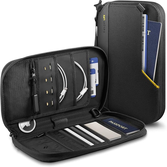 Spigen Life for Passport Card Cover Holder with RFID Blocking Technology Wallet Travel Documents Organizer Protector Accessories, SIM Card Pin Included by Spigen