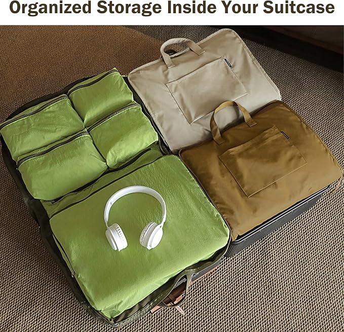TABITORA Travel Clothes Organizer Hanging Compression Packing Cubes Hanging Travel Organizer Camp Organizer Hanging Travel Bag Travel Cases Carry On Closet (TeaBrown) - Image 4