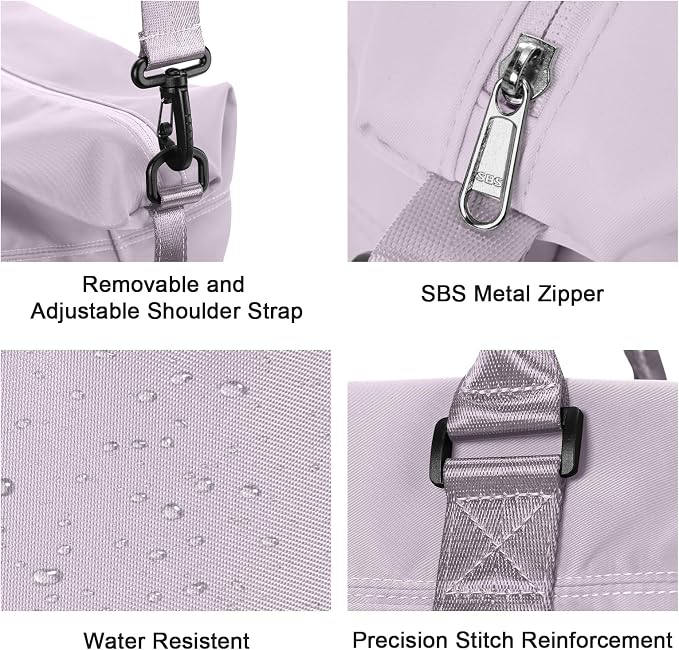 Travel Duffel Bags for Women,Weekender Overnight Bag with Wet Pocket & Toiletry Bag,Carry On Personal Item,Light Purple - Image 7