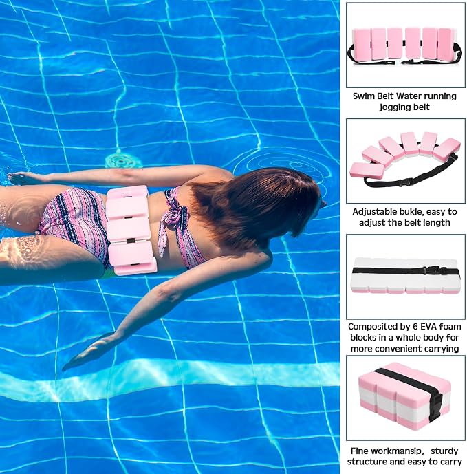 7 Pcs Pool Exercise Set Including 2 Lightweight Aquatic Dumbbells, 2 Swimming Hand Paddles, Pull Buoy, Pool Mesh Bag Swim Belt Sport Equipment for Water Aerobics Exercise - Image 3