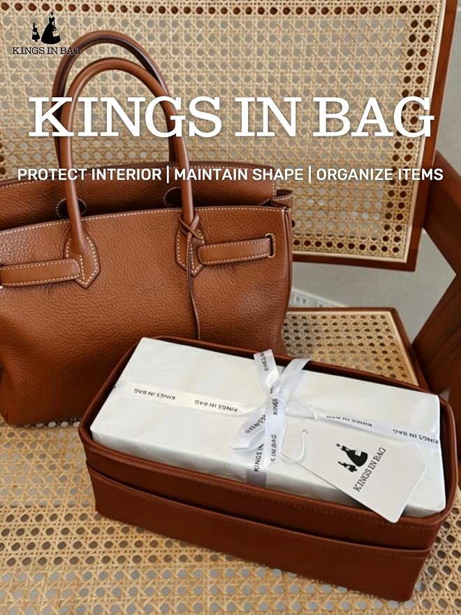 Satin Purse Organizer for Birkin 25 Retourne, Gold | Custom Fit, Multiple Pockets, Lightweight Purse Essentials, Ideal for Travel, Shopping, and Daily Use - Image 3