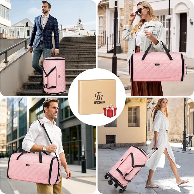 Rolling Garment Bags for Travel - Carry on Convertible Garment Duffle Bags with Wheels for Men Women, 4 in 1 Large Travel Duffel Bags with Shoes Compartment Hanging Suit Dress Weekender Bag 4pcs Set - Image 7