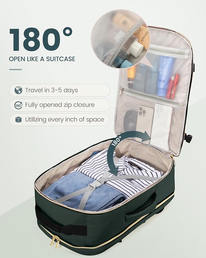 LOVEVOOK 40L Travel Backpack Flight Approved Carry on Backpack,3 Packing Cubes,Waterproof Personal Item Travel Bag,TSA Carry on Luggage Suitcase Travel Essentials,Gifts for Women & Men,fits 17" Laptop - Image 2