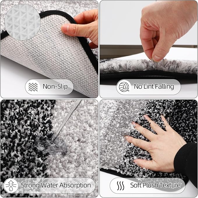 32PCS Bathroom Sets with Shower Curtain and Rugs,Bathroom Set Black Bathroom Accessories Black Shower Curtain Set with Bathroom Trash Can - Image 3