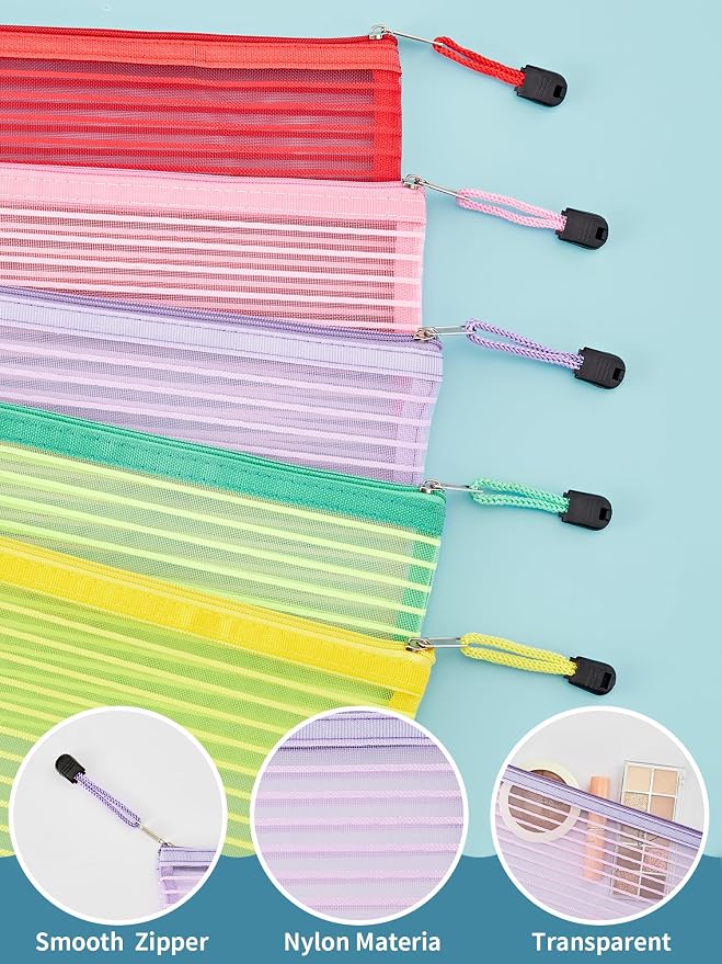 JARLINK Zipper Mesh Pouch, 80 Pcs multi-use Pencil Bags in 10 Colors | Multipurpose Pencil Pouch Bulk for School, Office Supplies, Cosmetics, Makeup&Travel Accessories, Solid Color - Image 3