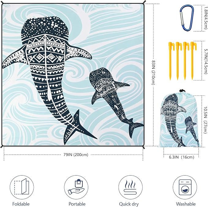 HIHOHO Beach Blanket Waterproof Sandproof Extra Large Beach Mat 79" X 83"/120"x108"for 1-8 Adults Quick Drying Durable Outdoor Picnic Mat for Beach Travel Camping Hiking - Image 2