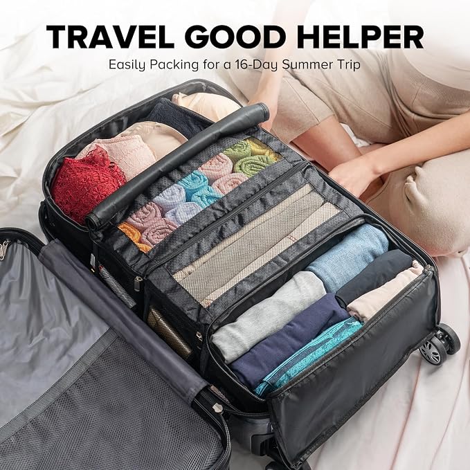 Suitcase Organizer, Travel Luggage Organizer Hanging Shelves Packing Cube Closet/Collapsible Portable Travel Organizer for Carry-on - Image 5