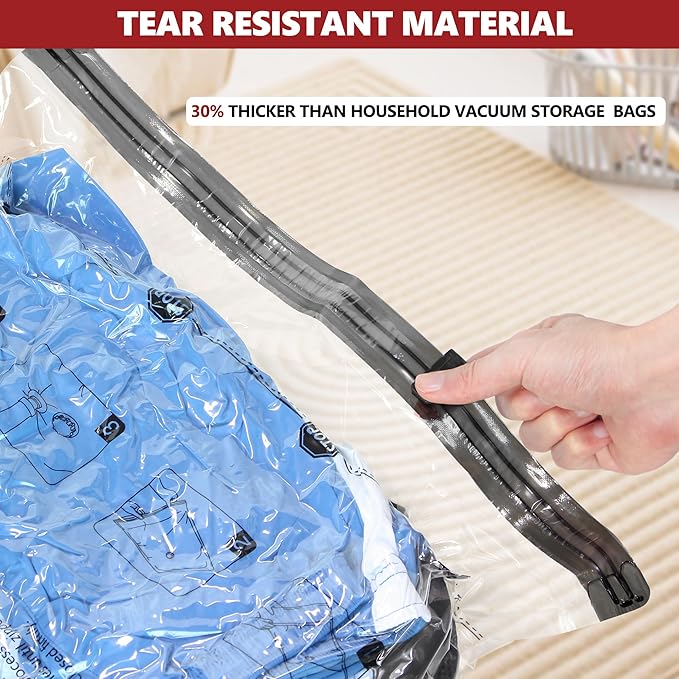 Vacuum Seal Bags for Clothing Travel and Home Storage, Travel Vacuum Bags with Electric Pump, Space Saver Compression Packing Cubes for Luggage Suitcase Bedding Blankets Clothes, 12 Combo - Image 6