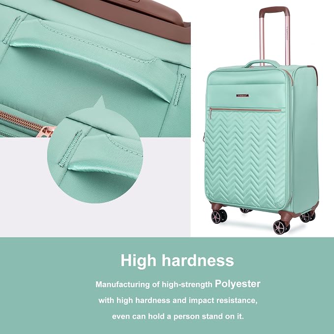 Travelhouse 4-Piece Softside Luggage Set with Spinner Wheels | Lightweight expandable suitcases: 16" underseat duffel bag + 20" carry-on + 24" + 28" checked - Image 7