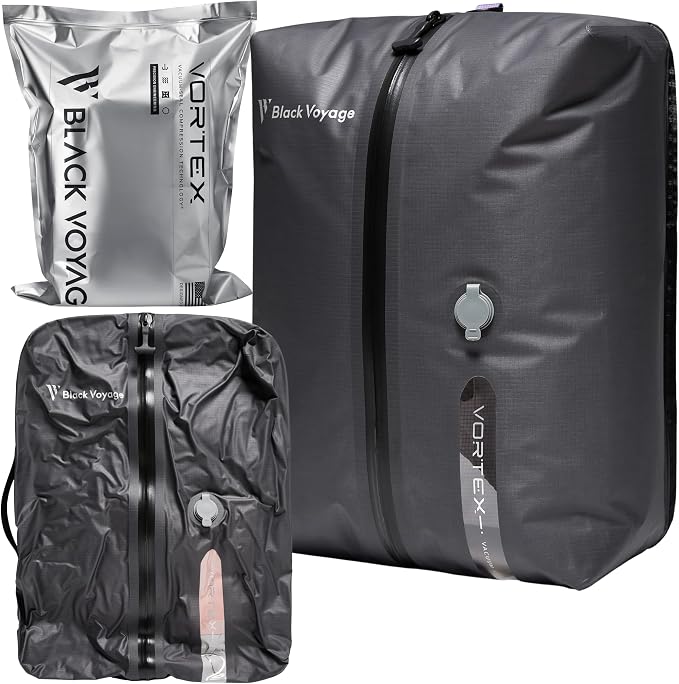 Black Voyage Reusable Vacuum Compression Travel Bag for Carry-On Suitcase and Backpack, Recycled IPX8 Waterproof Space Saver Vacpack (1-Pack, 18L - No Pump) by BlackVoyage