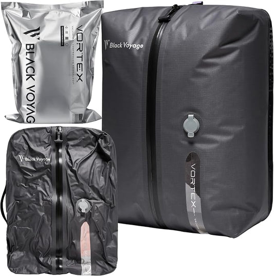 Black Voyage Reusable Vacuum Compression Travel Bag for Carry-On Suitcase and Backpack, Recycled IPX8 Waterproof Space Saver Vacpack (1-Pack, 18L - No Pump) by BlackVoyage