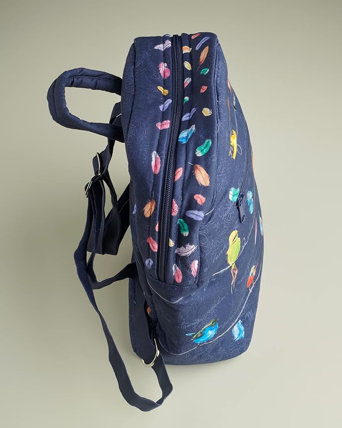 Maison d' Hermine Backpack for Women Men Cotton Shoulder Multipurpose Rucksack with Small Pouch Lightweight Multi Pocket Bag for Travel Work Perfect for Spring Summer (Birdies on Wire - Navy) - Image 9