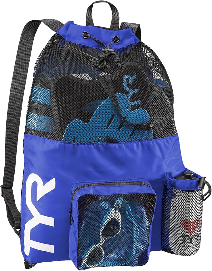 TYR Big Mesh Mummy Backpack for Swim, Gym and Workout Gear, Royal Blue, 40-Liter Capacity by TYR