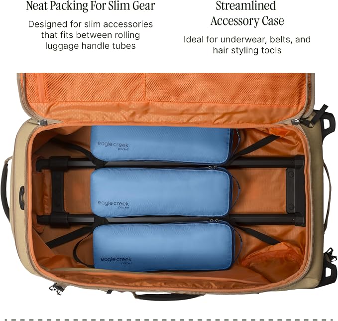 Eagle Creek Pack-It Isolate Slim Cube M/M/M Set - Minimalist Compact Travel Organizer for Hair Styling Tools, Belts & Small Items - Travel Accessories - Blue Dawn - Image 4
