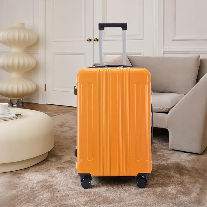 GDFStudio 20/24/28 Inch 3 Piece Luggage Set, ABS Hard Shell Spinner Suitcase with 360° Silent Wheels,TSA Combination Lock, Large Capacity Travel Luggage with Retractable Handle,Carry On,Orange - Image 2