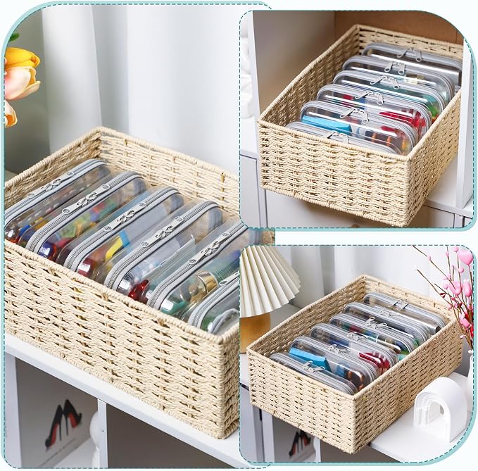 Sanwuta 6 Pcs Clear Hard Zipper Case Plastic Zipper Pouches Transparent Makeup Bag Pencil Case Pouches Toiletry Diaper Bag for Travel Toy Storage Organizer Bins(Gray,7.48 x 3.94 x 2 Inch) - Image 6