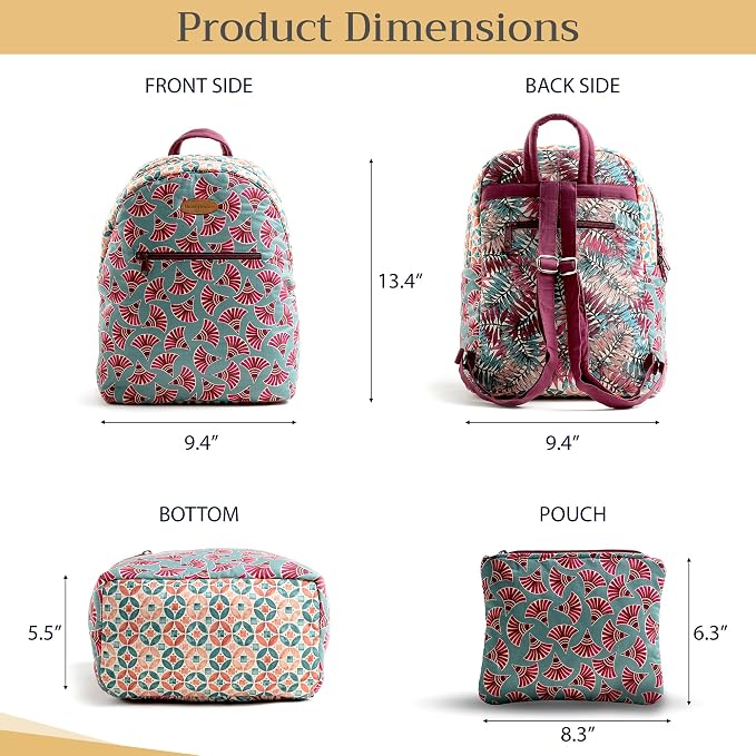 Maison d' Hermine Backpack for Women Men Cotton Shoulder Multipurpose Rucksack with Small Pouch Lightweight Multi Pocket Bag for Travel Work Beach Perfect for Spring Summer (Bamako - Coumba) - Image 5