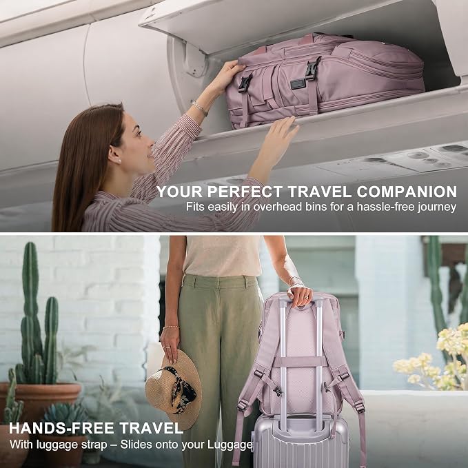 PIJUSHI Casual Travel Backpack for Women with 16" Padded Laptop Compartment | Carry On Luggage with USB Charging Port, 1680D Water-Resistant Nylon, Airline Approved, For Daily, Hiking - Image 6