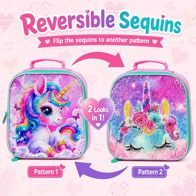 AGSDON 3PCS Rolling Backpack for Girls Boys, Kids Roller Wheels Bookbag, Wheeled School Bag with Lunch Bag - Image 3