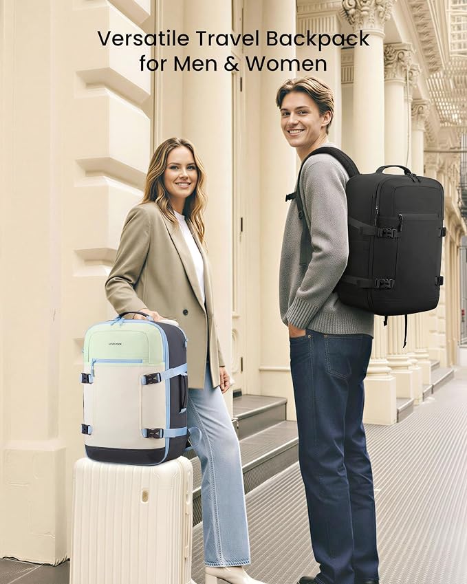 LOVEVOOK 50L Travel Backpack for Women & Men, Airline Approved Carry On Backpack with 3 Packing Cubes, TSA Personal Item Bag, Waterproof Weekender Overnight Backpack Fits 17" Laptop - Image 2