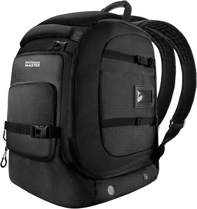 OutdoorMaster Boot Bag, 65L Waterproof Ski Snowboard Boots Air Cushion Shoulder Pad Skiing Gear Bag Travel Backpack for Ski Helmets, Goggles & Accessories Men & Women - Dark Black by OutdoorMaster