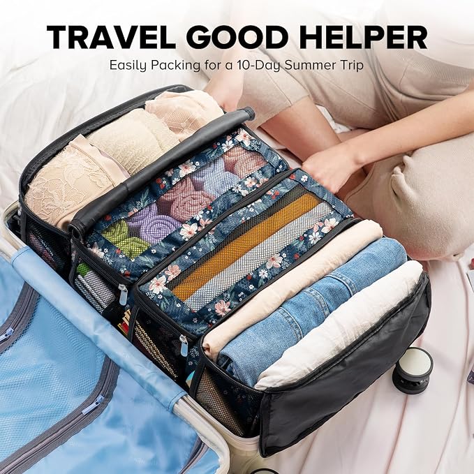Suitcase Organizer, Travel Luggage Organizer Hanging Shelves Packing Cube Closet/Collapsible Portable Travel Organizer for Carry-on - Image 5