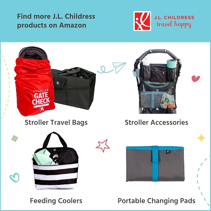 J.L. Childress Padded Backpack Car Seat Bag-Car Seat Travel Bag for Airplane,Cover Fits Baby & Infant Carriers & Boosters,Airport Accessories for Gate Check or Baggage Check-Ultimate,Black (Pack of 4) - Image 5