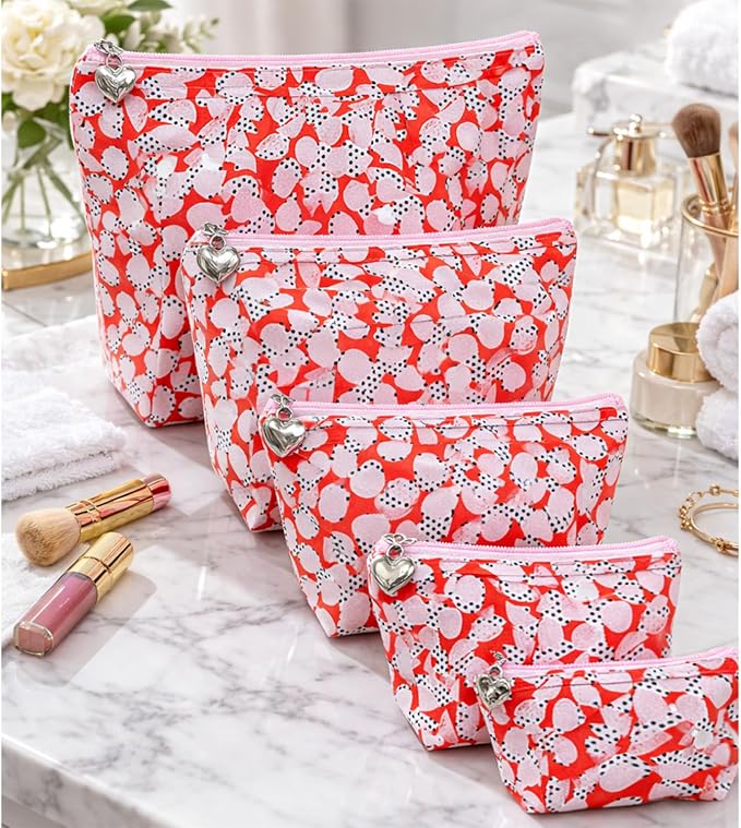 Jacaranda Living Large Cosmetic Bag – Water-Resistant Makeup Bag with PVC-Lined Interior, Easy to Clean Travel Toiletry Bag, Pebble Polka Dot - Image 8