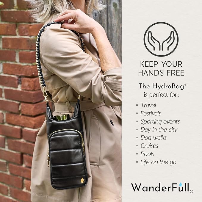 WanderFull® Original HydroBag® Luxury Vegan Leather, Oprah’s Favorite Things 2024, Water Bottle Holder with 2 Straps - Image 6