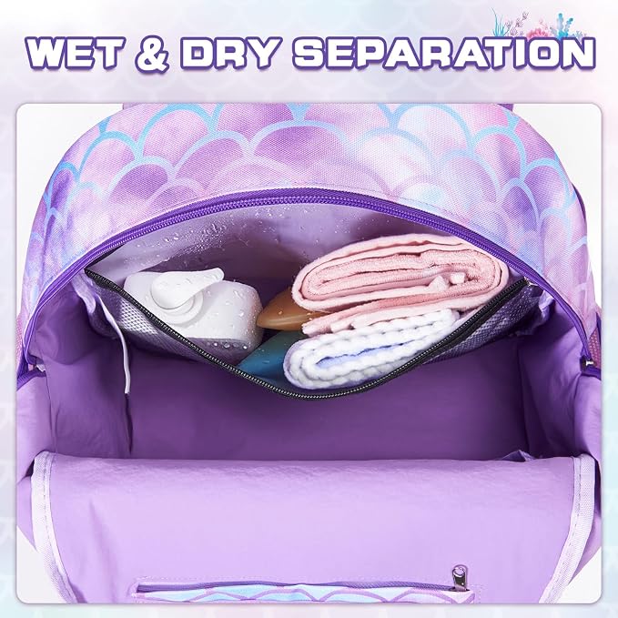 WAWSAM Kids Swim Bag for Swimmers, Beach Gym Bag with Wet Dry Shoes Compartments - Image 9