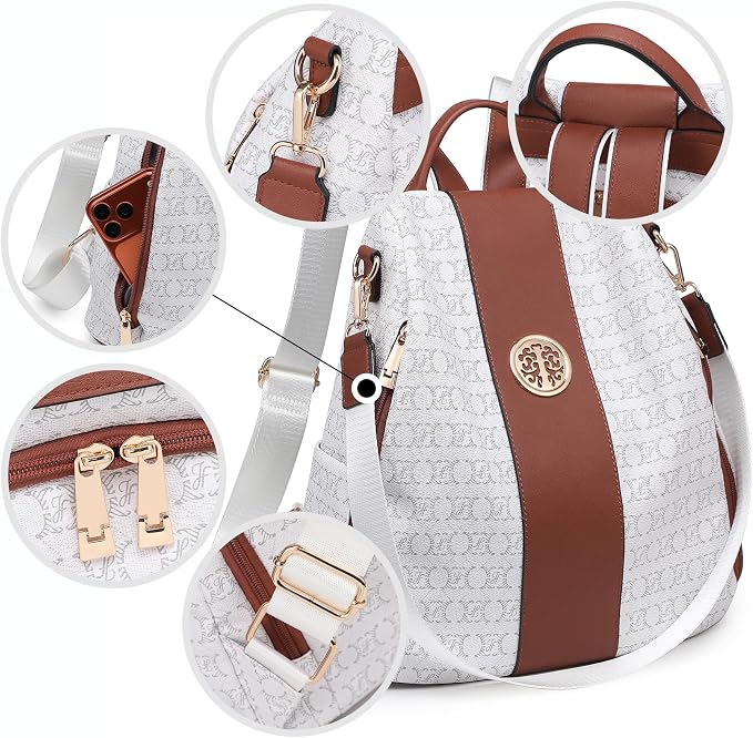 Women Fashion Backpack Purse Multi Pockets Anti-Theft Rucksack Travel Shoulder Bag Handbag - Image 3