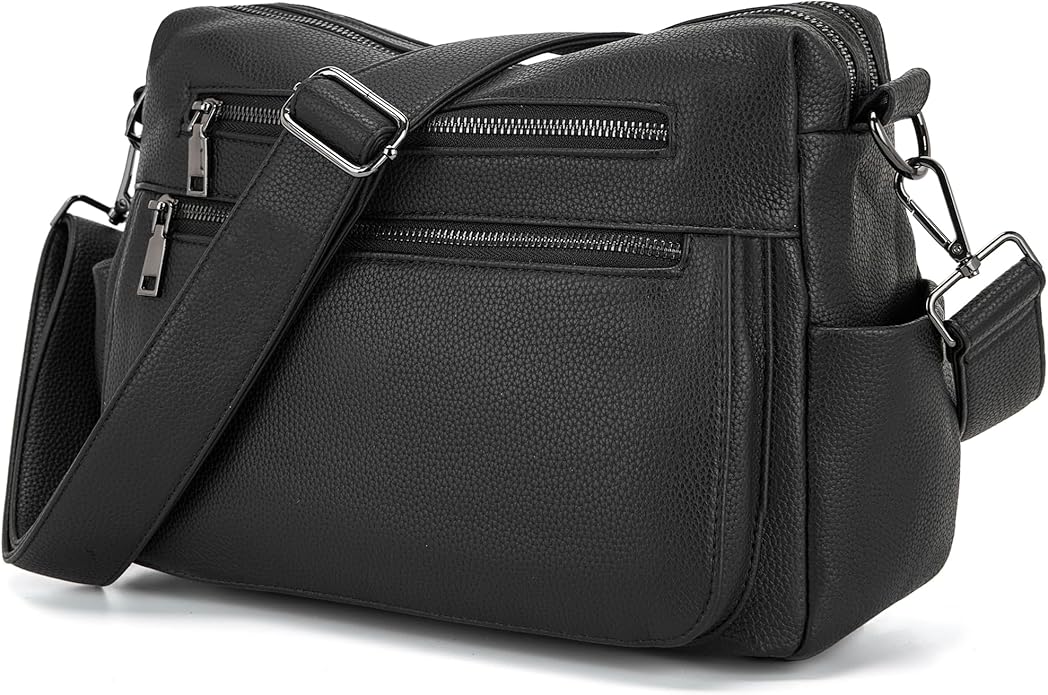 YZAOLL Large Crossbody Shoulder Bag for Women Vegan Leather Tote with Adjustable Wide Strap Work Purse with 10 Pockets