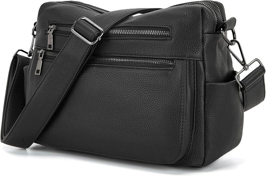 YZAOLL Large Crossbody Shoulder Bag for Women Vegan Leather Tote with Adjustable Wide Strap Work Purse with 10 Pockets