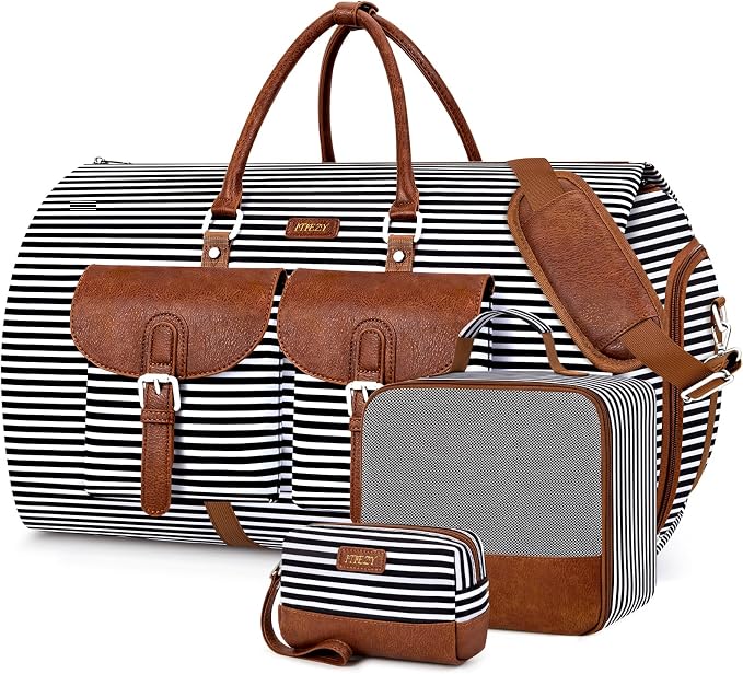 Garment Duffle Bag for Travel - Convertible Carry on Garment Duffel Travel Bag for Women Men Large Weekender Bag with Shoes Pouch 2 in 1 Hanging Suit Travel Duffel Bag 3pcs Set by ITIEZY