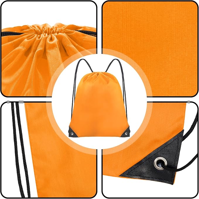 Grneric Drawstring Bags Bulk 14 Pcs Drawstring Backpack Bulk Cinch Bag Sackpack for Men Women Gym (Orange) - Image 3