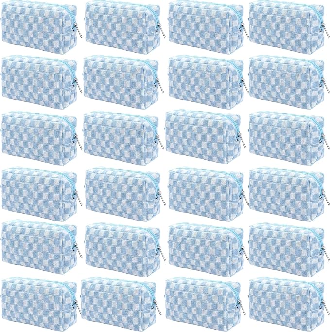 24 PACK Makeup Bags-Bulk Graduation Gifts Bridesmaid Proposal Gifts Makeup Pouch for Wedding Party Favors Bachelorette Party Decorations Toiletry Organizer Bag Cosmetic Case Mon Teacher Gift (Blue) by Home