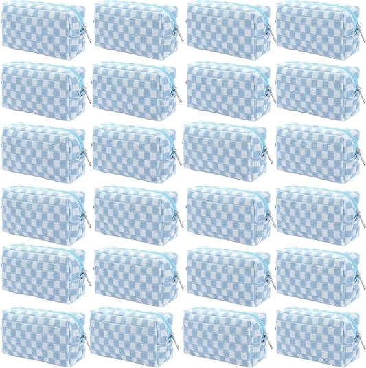 24 PACK Makeup Bags-Bulk Graduation Gifts Bridesmaid Proposal Gifts Makeup Pouch for Wedding Party Favors Bachelorette Party Decorations Toiletry Organizer Bag Cosmetic Case Mon Teacher Gift (Blue) by Home